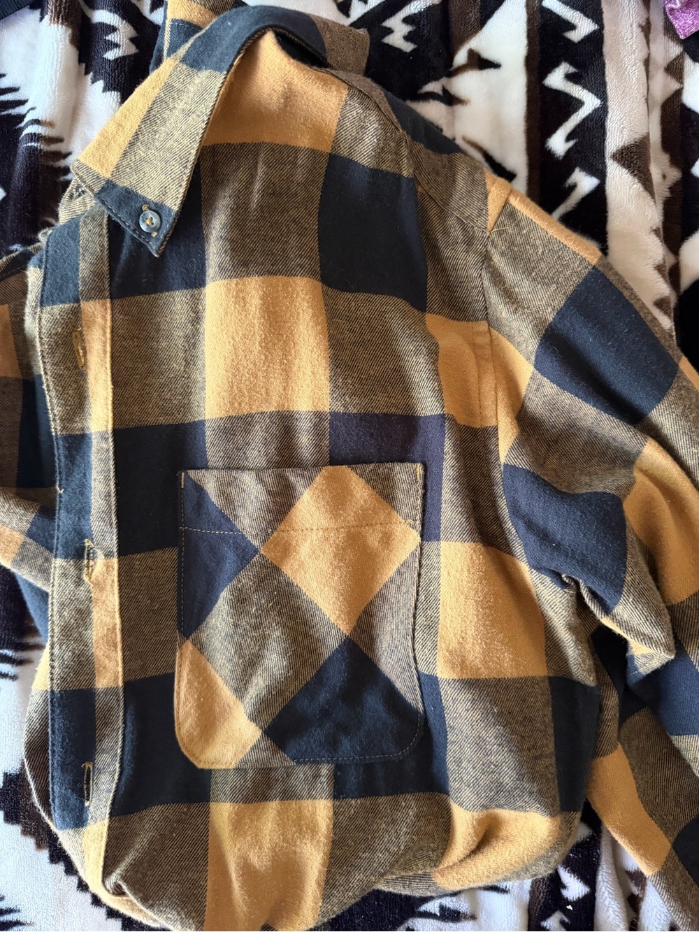 Magellan Outdoors Yellow and Black Buffalo Plaid Button-Down Shirt